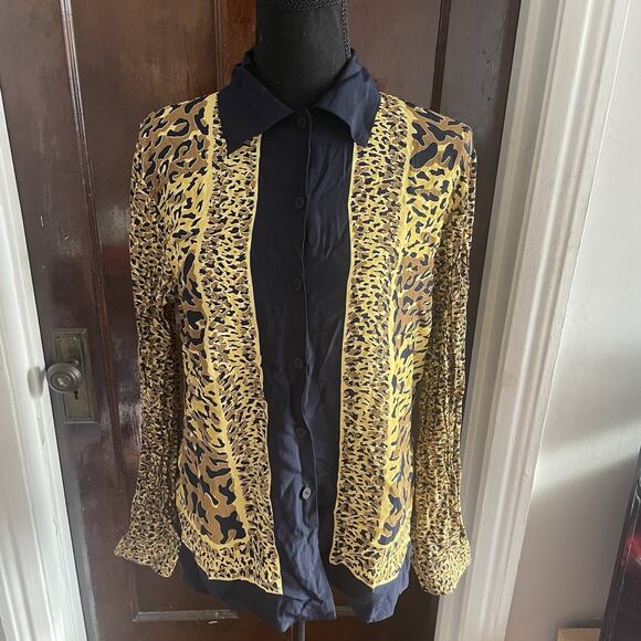 Ilyse Hart Ltd Animal Print Leopard Rayon Button Down Long Sleeves MEDIUM - Picture 3 of 10
